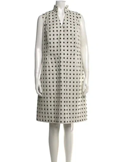 Pre-owned Akris Punto Graphic Print Knee-length Dress In White