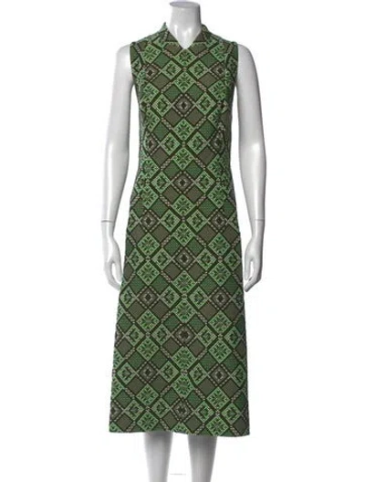 Pre-owned Akris Punto Graphic Print Long Dress In Green
