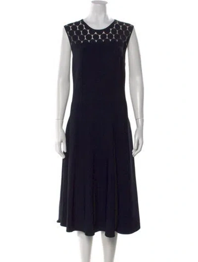 Pre-owned Akris Punto Graphic Print Midi Length Dress In Blue
