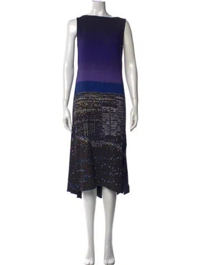 Pre-owned Akris Punto Graphic Print Midi Length Dress In Blue