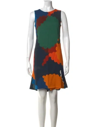 Pre-owned Akris Punto Graphic Print Mini Dress In Blue