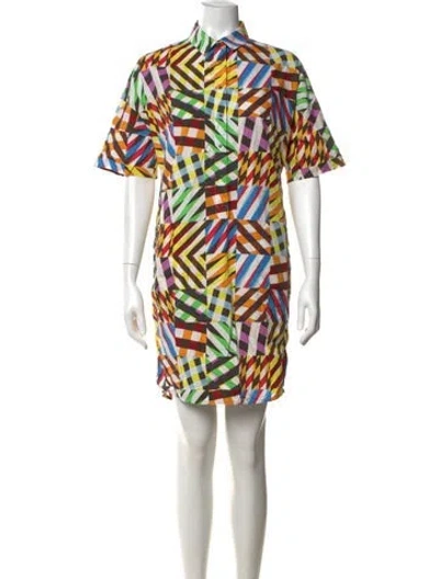 Pre-owned Akris Punto Graphic Print Mini Dress In White