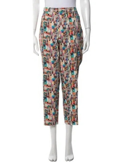 Pre-owned Akris Punto Graphic Print Straight Leg Pants In Neutrals/red