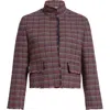 Akris Punto Grid Check Tweed Jacket In Red Multicolor