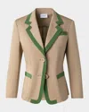 Akris Punto Grosgrain Trim Cotton Gabardine Single-breasted Blazer In Beige-laurel