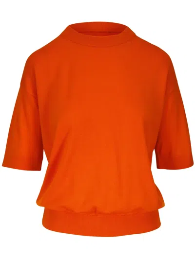 Akris Punto Half-sleeve Sweater In Orange