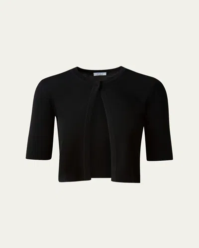 Akris Punto Half-sleeve Short Cardigan In Black