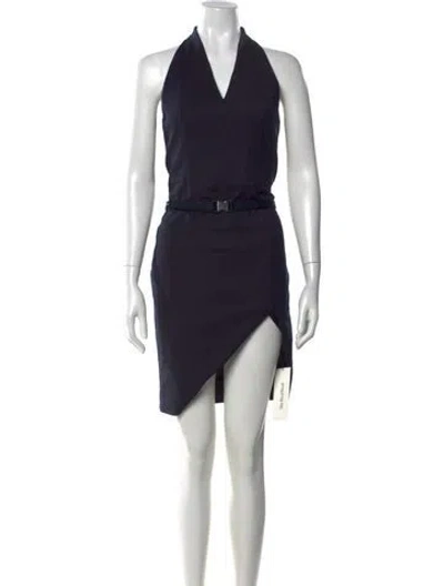 Pre-owned Akris Punto Halterneck Mini Dress In Blue