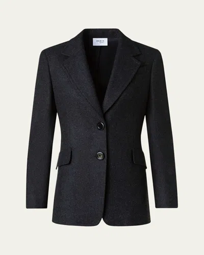 Akris Punto Heavy Wool Single-breasted Boyfriend Jacket In Black