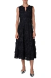 Akris Punto Hello Sunshine Superpose Embroidered Midi Dress In Black