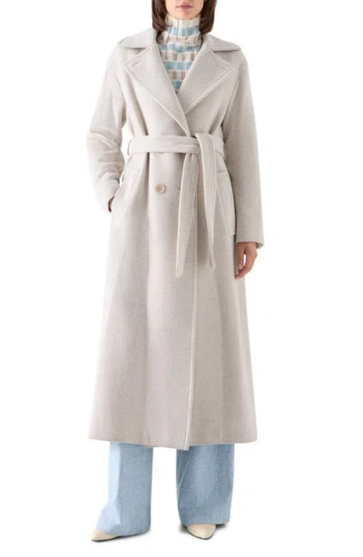 Akris Punto Herringbone Wool Blend Maxi Coat In Gray