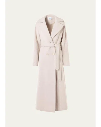 Akris Punto Herringbone Wool Coat In Oat Winter