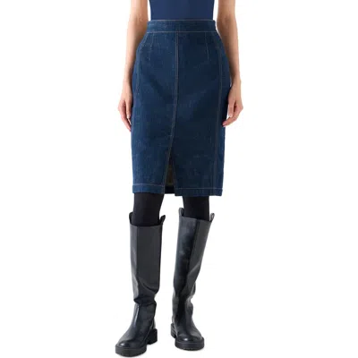Akris Punto High Waist Denim Pencil Skirt In Blue