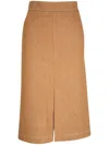Akris Punto Washed Denim A-line Midi Skirt In Neutrals