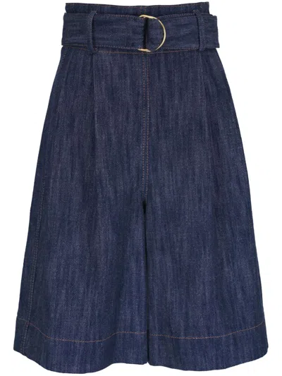 Akris Punto High-waisted Denim Shorts In Blue