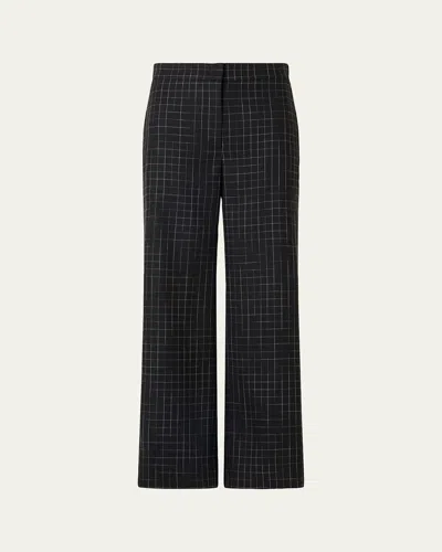 Akris Punto High-rise Check Straight-leg Ankle Pants In Black