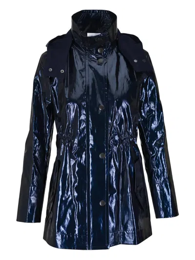 Akris Punto Hooded Coat In Blue