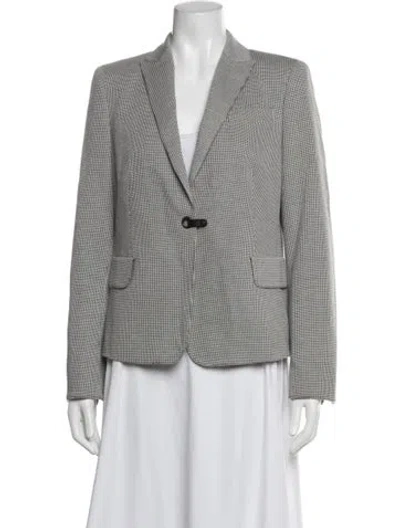 Pre-owned Akris Punto Houndstooth Print Blazer In Grey