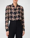 Akris Punto Houndstooth Print Button-front Blouse In Beige-black