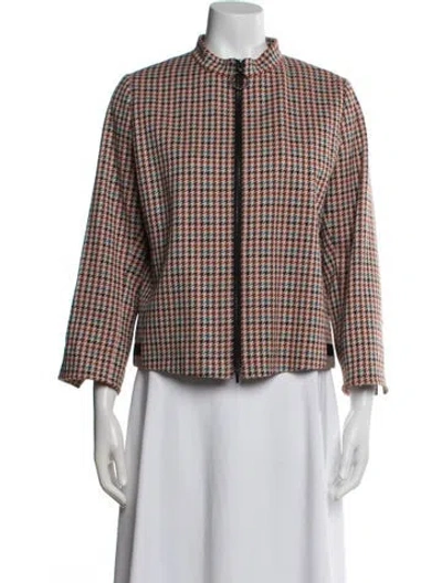 Pre-owned Akris Punto Houndstooth Print Jacket In Neutral
