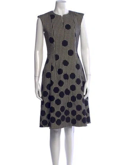 Pre-owned Akris Punto Houndstooth Print Knee-length Dress In Black