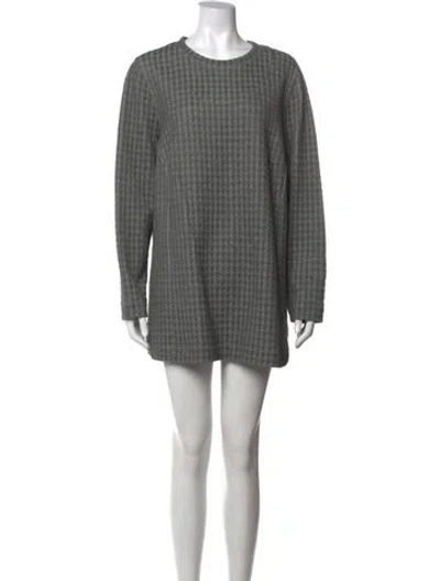 Pre-owned Akris Punto Houndstooth Print Mini Dress W/ Tags In Gray