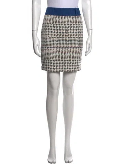 Pre-owned Akris Punto Houndstooth Print Mini Skirt In Blue