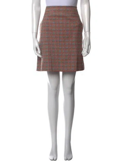 Pre-owned Akris Punto Houndstooth Print Mini Skirt In Red