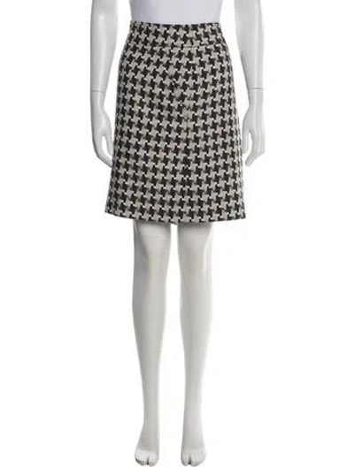 Pre-owned Akris Punto Houndstooth Print Mini Skirt In White