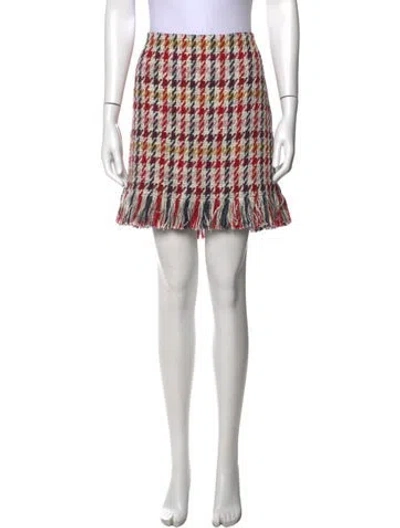 Pre-owned Akris Punto Houndstooth Print Mini Skirt In Yellow