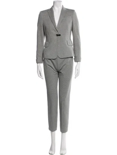 Pre-owned Akris Punto Houndstooth Print Pantsuit In White