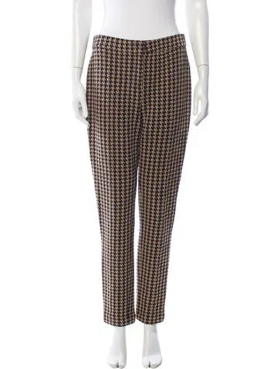 Pre-owned Akris Punto Houndstooth Print Straight Leg Pants In Black
