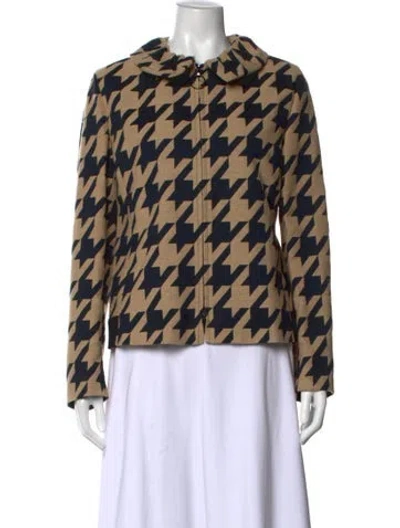 Pre-owned Akris Punto Houndstooth Print Sweater In Brown