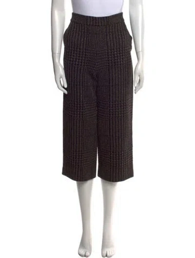 Pre-owned Akris Punto Houndstooth Print Wide Leg Pants In Black
