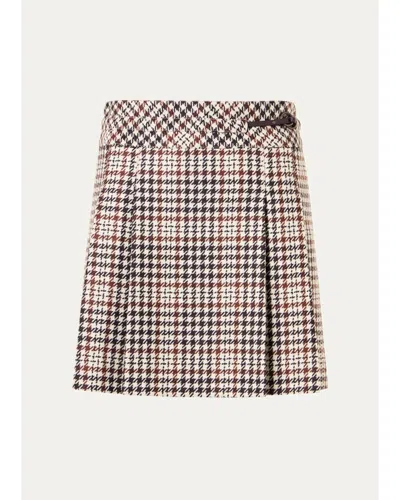 Akris Punto Houndstooth Tweed Wool-blend Mini Kilt Skirt In Multi