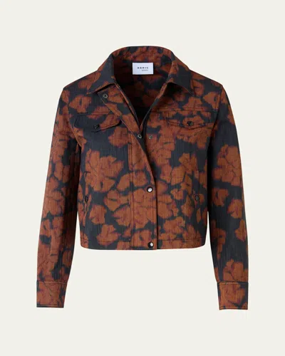 Akris Punto Ikat Flower Motorbike Jacket In Cotton Canvas In Multi