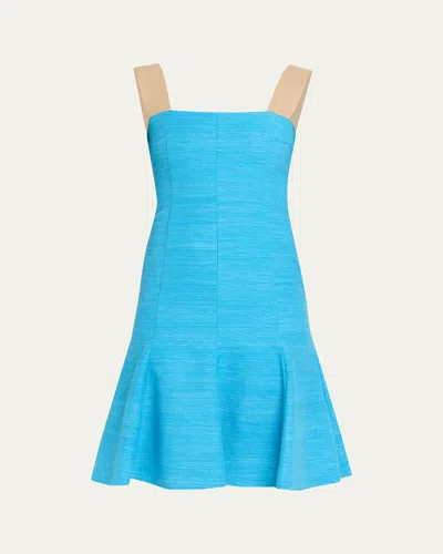 Akris Punto Indian Silk Sleeveless Fit-&-flare Dress In Blue