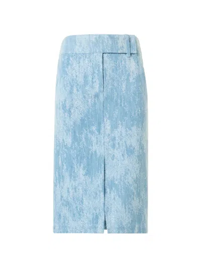 Akris Punto Jacquard Textured Front-slit Midi Skirt In Blue