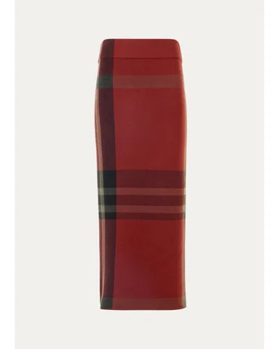 Akris Punto Jacquard-check Stretch-modal Midi Skirt In Copper/black