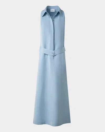 Akris Punto Kent Collar Midi Linen Shirt Dress In Sky