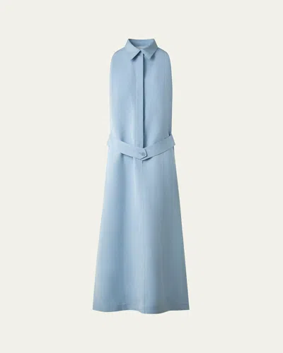 AKRIS PUNTO KENT COLLAR MIDI LINEN SHIRT DRESS