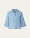 Akris Punto Kimono Sleeve Poplin Blouse In Sky
