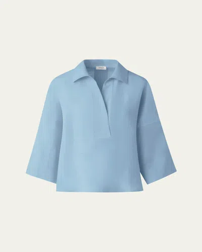 Akris Punto Kimono Sleeve Poplin Blouse In Sky