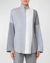 Akris Punto Kimono Style Colorblock Blouse In Titan-silver