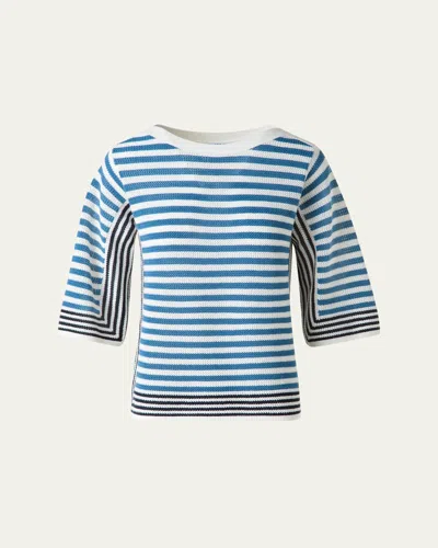 AKRIS PUNTO KODAK STRIPE MERINO WOOL SWEATER