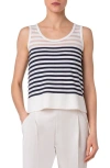 Akris Punto Kodak Stripe Wool Knit Top In Ink-cream