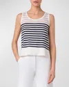 Akris Punto Kodak Stripe Wool Knit Top In Ink-cream