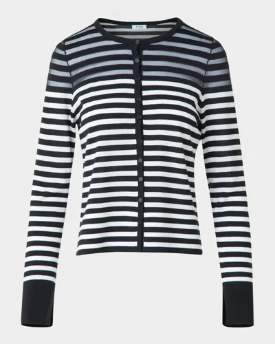 Akris Punto Kodak Stripes Merino Wool Cardigan In Black