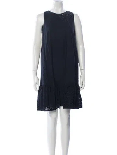 Pre-owned Akris Punto Lace Pattern Knee-length Dress In Blue