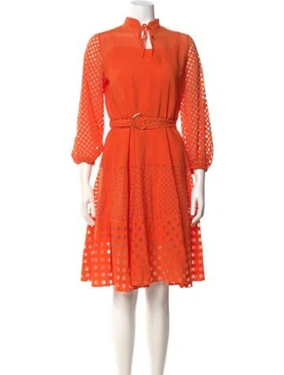 Pre-owned Akris Punto Lace Pattern Knee-length Dress In Orange